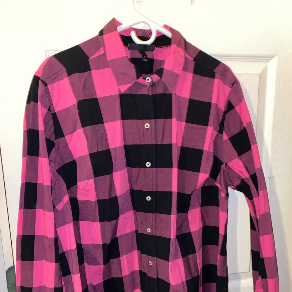 Pink giant gingham print button down shirt